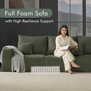 Boneless Cloud Couch Sofa for Living Room, 112" 3 Seater Green Modern Lounge Sleeper Couch, No Assemble, Cordury Compression Upholstered Couches by CozyNest Decor