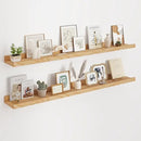 Floating Picture Ledge Shelves 48 Inch Solid Oak Wood Set of 2, Rustic Wall Storage Shelves with Lip, Kids Bookshelf, Photo & Picture Ledge Shelves for Bedroom, Living Room, Kitchen by CozyNest Decor