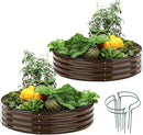 Galvanized Metal Planter Round Raised Garden Bed Kit for Gardening Outdoor Grow Garden Box Raised Flower Bed Galvanized Planter Outdoor 2PC 2x2x1FT by GreenHaven Gardens