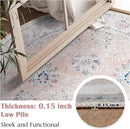jinchan Round Rug 4ft Area Rugs Vintage Floral Distressed Design - Machine Washable Non-Slip Low-Pile Ultra-Thin Circle Rug for Entryway Bedside Living Room Dining Room Bedroom (4' Round,Pink) by TinyTreasures Baby Boutique