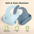 KeaBabies 2-Pack Silicone Baby Bibs for Eating - Sturdy Food-Grade Silicone Bibs for Babies Girl, Boy, Large Food Catcher, Clean & Put On Easily, Waterproof Toddler Feeding Essentials (Ocean) by TinyTreasures Baby Boutique