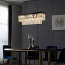 Black Crystal Chandeliers for Dining Room Light Fixtures Over Table，9-Lights Modern Rectangle Chandeliers for Kitchen Island Bar L28 Inch by CozyNest Decor