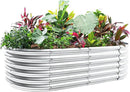 Land Guard 4×2×1.5ft Galvanized Raised Garden Bed Kit, Galvanized Planter Garden Boxes Outdoor, Oval Large Metal Raised Garden Bed for Vegetables……… (Classic Silver by GreenHaven Gardens