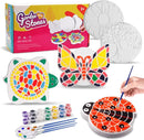 Weilim Paint Your Own Stepping Stones 5-Pack for Kids, Boys & Girls Ages 3-12, Butterfly, Turtle, Flower, Tree & Ladybug DIY Outdoor Garden Art & Craft Ceramic Painting Set by TinyTreasures Baby Boutique