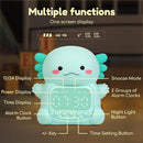Axolotl Alarm Clock with Night Light for Kids, 7 RGB Color Cute Alarm Clocks for Bedrooms Ok to Wake Clocks, Silicone Animal Tabletop Lamp for Teen Girls Boys, Green by TinyTreasures Baby Boutique