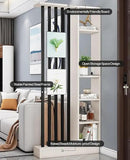 Wall Room Divider, Storage Cabinet Storage Display with Shelves, Modern Freestanding Wood Room Divider Screen, Wall Privacy Screens for Home Decorative (Beige+Black,35.4" L x 9.5" W x 79.5" H) by CozyNest Decor
