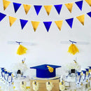 Royal Blue Gold Party Decoration Navy Blue Gold Triangle Pennant Banner Flag Metallic Fabric Bunting Garland for Graduation Birthday Wedding Retirement Bridal Shower Nautical Ahoy Achor Party Supplies by GreenHaven Gardens