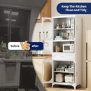 75” Tall Kitchen Pantry Storage Cabinet, Metal Storage Cabinet with 1 Drawer and Adjustable Shelves, Kitchen Pantry Cupboard, Freestanding Cupboard for Bathroom, Living Room (White-Glass Door) by CozyNest Decor