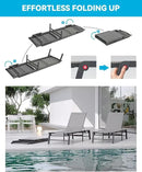 Aluminum Chaise Lounge Chair Outdoor, Foldable Patio Lounge Chair Assemble-Free, Pool Lounge Chairs with 5 Adjustable Backrest, Outdoor Lounge Chairs for Outside Poolside Beach Lawn Grey by GreenHaven Gardens