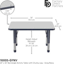 FDP Rectangle Activity School and Classroom Kids Table (24 x 36 inch), Chunky Toddler Leg, Adjustable Height 15-24 inches - Gray Top and Navy Edge by CozyNest Decor