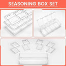 Clear Seasoning Box, 4 Piece Seasoning Rack Spice Pots, Plastic Storage Container Condiment Jars with Lids and Spoon, Storage Container Spice Jar for Salt Sugar Tea Herbal Coffee Beans by CozyNest Decor