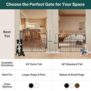 Cumbor 34" Extra Tall No Bottom Bar Baby Gate for Stairs, Auto Close Dog Gate Indoor for Larger Pets, 29.2-43" Hardware Mounted Safety Gate for Doorways, Wide Walk Thru Door for Easy Access (Black) by TinyTreasures Baby Boutique
