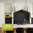 9-Light Globe Rustic Metal Chandelier, 23.6" Black Gold Adjustable Hanging Ceiling Pendant Light Fixture for Entryway Foyer Stairway Bedroom Dining Living Room Hallway by CozyNest Decor