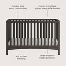 Child Craft London 4-in-1 Convertible Crib, Baby Crib Converts to Day Bed, Toddler Bed and Full-Size Bed, 3 Adjustable Mattress Positions, Non-Toxic, Baby Safe Finish (Dapper Gray) by TinyTreasures Baby Boutique