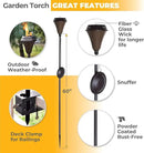 Deco Home 60" Garden Torch Large Flame Set of 2 Citronella Oil Lamp Outdoor Patio Outdoor Lawn Lighting Lamp for Party Pathway with Stakes and Deck Clamp (Olive Black) by GreenHaven Gardens