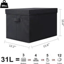 WUIKE Closet Storage Bins with Lids, Foldable Fabric Clothes Storage Bins for Organizing, Closet Organizer Boxes for Shelves, Black, Extra Large, 3-Pack by CozyNest Decor