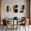 Abstract Shapes Framed Canvas Wall Art Set, Mid-Century Black Polygon Wall Decor, Black Brown Irregular Painting, Neutral Modern Art Print for Living Room, Dining Room, Office - 16"x24"x3 by CozyNest Decor