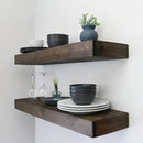 Modern Floating Shelves 3 Inches Thick for Wall, Wide Shelves for Kitchen, Living Room, Bedroom, and Bathroom, Natural Pine Wood, Rustic Wooden Shelf, (Set of 2) (Jacobean, 60Lx3Hx6D) by CozyNest Decor