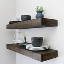 Modern Floating Shelves 3 Inches Thick for Wall, Wide Shelves for Kitchen, Living Room, Bedroom, and Bathroom, Natural Pine Wood, Rustic Wooden Shelf, (Set of 2) (Jacobean, 48Lx3Hx8D) by CozyNest Decor