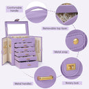 AKOZLIN 6-Tier Jewelry Box Organizer Functional 5 Drawers Leather Jewelry Storage Case for Women Girls Ring Necklace Earring Bracelet Holder Organizer with Mirror Violet by TinyTreasures Baby Boutique