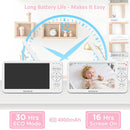 6" Big Screen Baby Monitor with Camera and Audio, 1000ft Long Range No WiFi, 2-Way Talk, 8 Lullabies, ECO Mode, Infrared Night Vision, 150 Languages, Baby Shower,Baby Register Gift by TinyTreasures Baby Boutique