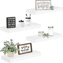 QEEIG Floating Shelves for Wall Bathroom Shelf Bedroom Kitchen Living Room Farmhouse Small Book Shelf 16 inch Set of 4, White (015-W4) by CozyNest Decor