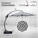 Grand patio 12FT Outdoor Round Offset Umbrella Large Patio Aluminum Cantilever Umbrella with Base for Garden Deck Poolside (Black & White, 12 FT) by GreenHaven Gardens