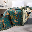 Boho Throw Blanket for Bed Couch 100% Cotton Woven Bed Throws for All Season Lightweight and Soft Cozy Farmhouse Reversible Muslin Decorative Blanket for Travel Picnic, Teal/Cream, 91''x98'' by CozyNest Decor