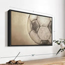 Elephant Stock Worn Soccer Ball Wall Art - Horizontal Framed Canvas - 1-Piece Living Room Wall Decor - Photography sports Canvas Print - Brown and Gray Decor for Wall - 19" X 13" by CozyNest Decor