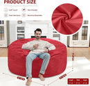 5FT Bean Bag Chair, Large Bean Bag Chairs with Memory Foam Filled, Fluffy Beanbag Sofa with Dutch Velvet Cover, Round BeanBag Chairs for Living Room, Playroom - Red by TinyTreasures Baby Boutique