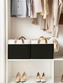 StorageWorks Storage Bins, Fabric Storage Bins for Shelves, Extra Large Storage Baskets with Metal Frame, Closet Baskets and Bins with Handles, Jumbo, Black and White, 2-Pack by CozyNest Decor