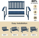 Ciokea 46" Heavy Duty Outdoor Bench, HDPE Weatherproof Garden Benches, Durable 2-Person Porch Benches with 660 Lbs, Waterproof Patio Bench for Outside Balcony Deck Backyard, Navy Blue by GreenHaven Gardens