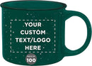DISCOUNT PROMOS Custom Ceramic Campfire Coffee Mugs 13 oz. Set of 100, Personalized Bulk Pack - Perfect for Tea, Espresso, Cappuccino, Hot Cocoa - Green by TinyTreasures Baby Boutique