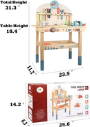 Tool Bench for Kids Toy Play Workbench Wooden Tool Bench Workshop Workbench with Tools Set Wooden Construction Bench Toy for 3 4 5 Year Boys Girls by TinyTreasures Baby Boutique