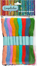 Loopdedoo 18 Refill Skeins for Loopdedoo Bracelet Craft Kit - Suitable for Ages 8 & Up - 100% Cotton Embroidery & Cross Stitch Threads - Threads for Bracelet Making Kit by TinyTreasures Baby Boutique
