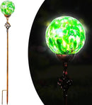 Garden Solar Lights, Decorative LED Honeycomb Glass Ball Garden Stake, Glass and Metal Outdoor Decoration, 4 x 31 Inch (Green) by GreenHaven Gardens