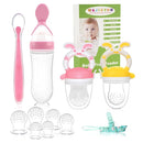 WAJIAYON Baby Fruit Feeder Pacifier | 2 Infant Food Feeder Pacifier & 1 Baby Food Dispensing Spoon | Mesh Fresh Fruit Teethers for Babies Teething Feeders | Shower Gifts for Boys and Girls (Pink) by TinyTreasures Baby Boutique