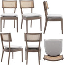 Rattan Dining Chairs Set Of 4 , Mid Century Modern Upholstered Cane Back Chairs with Removable Linen Cushion , Retro Farmhouse Natural Wooden Kitchen & Dining Room Chairs for Restaurant Living Room by CozyNest Decor