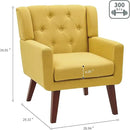 Accent Chairs Set of 2, Button-Tufted Upholstered Living Room Chairs Set of 2, Comfy Reading Chair Mid Century Modern Chairs with Linen Fabric Lounge Arm Chairs for Bedroom (Bright Yellow) by CozyNest Decor