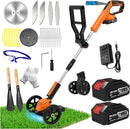 Electric Weed Wacker Eater Cordless Battery Powered, Weed Trimmer 21V Lightweight No-String with 2 Battery Operated & Wheels, 3 in 1 Stringless Grass Trimmer/Edger/Brush Cutter for Garden Yard Lawn by GreenHaven Gardens