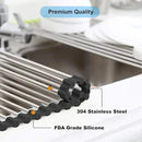Searik Roll up Dish Drying Rack, Over The Sink Rolling Dish Drainer Rack Multipurpose Foldable Kitchen Stainless Steel Dish Rack Sink Drying Rack for Kitchen Sink Counter (17"x 15.7") by CozyNest Decor