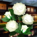 Solar Flower Lights Outdoor - Upgraded New Material Two Modes Realistic LED Solar Powered Waterproof Lights with 5 Roses, Solar Decorative Stake Lights for Garden (White, 1 Pack) by GreenHaven Gardens