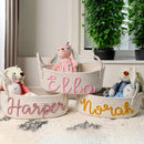 Personalized Baby Name Basket, Custom Woven Baby Shower Gift Basket with Cotton Rope Handle Baby Diaper Nursery Shelf Storage Basket Bin for Kids' Bedroom (Style 2) by TinyTreasures Baby Boutique