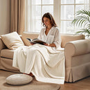 NEXHOME PRO Super Soft Blanket for Women, Cozy Blanket Warm Reversible Knit Lightweight Throws for Couch, Sofa Bed, Picnic, Heather Ivory, 50 x 60 inches by TinyTreasures Baby Boutique