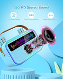 Karaoke Machine for Kids Adults, Birthday Gifts Toys for Girls Boys Age 3-12+,Mini Portable Bluetooth Singing Speaker with 2 Wireless Microphones & LED Lights (Blue) by TinyTreasures Baby Boutique