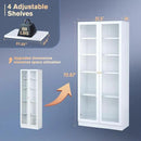 32" Wide Metal Storage Cabinet with Acrylic Doors and 4 Adjustable Shelves, 71" Tall Bookshelf, 5-Tier Freestanding Kitchen Pantry Cabinet with Anti-Tipping for Small Spaces/Kitchen/Living Room by CozyNest Decor