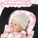 Infant Car Seat Insert, Soft Baby Car Seat Head & Body Support for Girl Boy, Reversible Newborn Preemie Carseat Insert Cushion with 3 Straps Pads, Fits Car Seat, Stroller, Swing, Bouncer, Pink Bow by TinyTreasures Baby Boutique