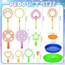 Lenwen 16 Pcs Giant Bubble Wands Kit Big Maker Toy Large Gigantic Bubble Wands with Refill and Tray for Summer School Birthday Outdoor Playtime Fun Activity Party Favors(Assorted) by TinyTreasures Baby Boutique