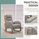 Rocking Chair Nursery, Modern Glider Chair with Adjustable Footrest and Solid Wood Legs, High Backrest Nursery Chair with Side Pocket, Rocker Armchair for Living Room Bedroom, Cotton Linen Light Gray by TinyTreasures Baby Boutique