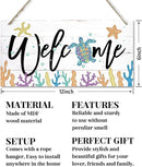 Welcome Decor Sign, Hanging Wood Sign Home Decorative, Printed Wood Wall Art Sign, Ocean Style Welcome Sign, Porch Decor, Farmhouse Front Door Wall Art Sign, Beach House Home Decor Sign 12 * 6inch by CozyNest Decor